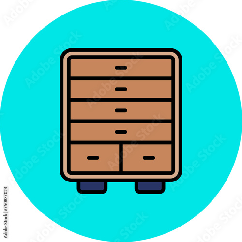 Chest Of Drawers Line Filled Circle Icon