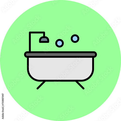 Bathtub Line Filled Circle Icon