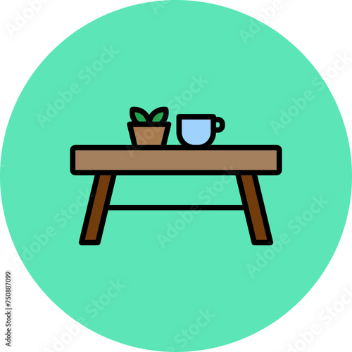 Side Table Line Filled Circle Icon