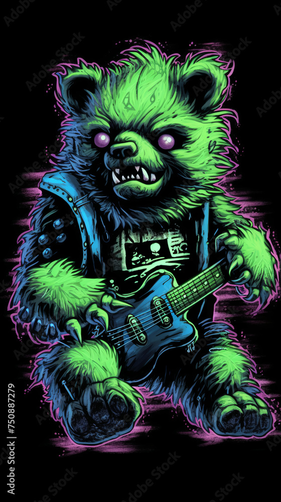 T-shirt design, rocker bear