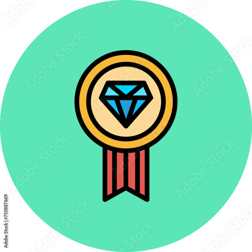 Badge Line Filled Circle Icon