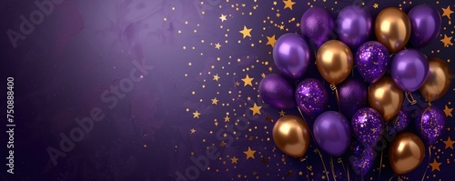 Elegant Purple & Gold Balloons with Stars