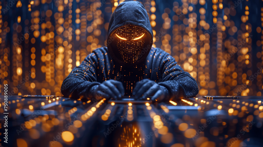 The unseen battle against cyberattacks depicted as light versus darkness in a digital realm The unseen battle against cyberattacks depicted as light versus darkness in a digital realm