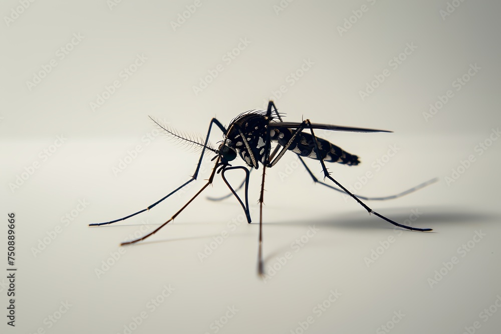 Mosquito close-up macro, dangerous parasite insect - obrazy, fototapety, plakaty 