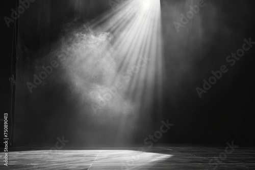 a spotlight shining on a black stage Generative AI