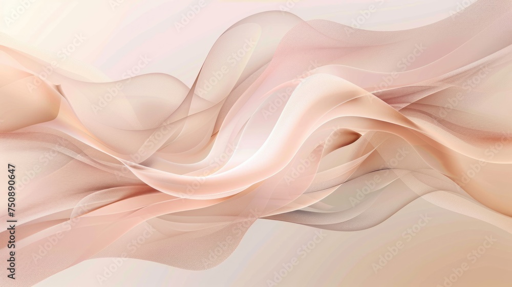 Fototapeta premium Beige-pink abstract background with an amorphous light structure. AI generative.