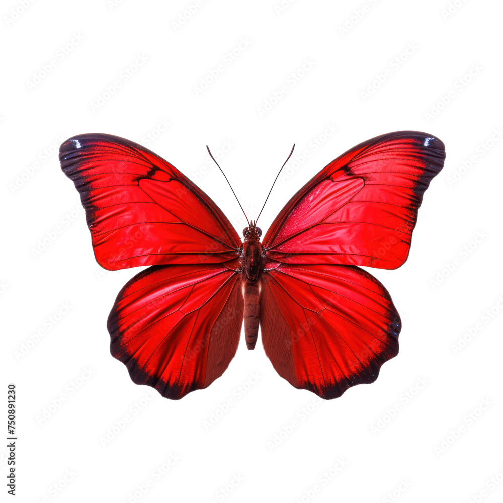 Fototapeta premium Red butterfly isolated on transparent background