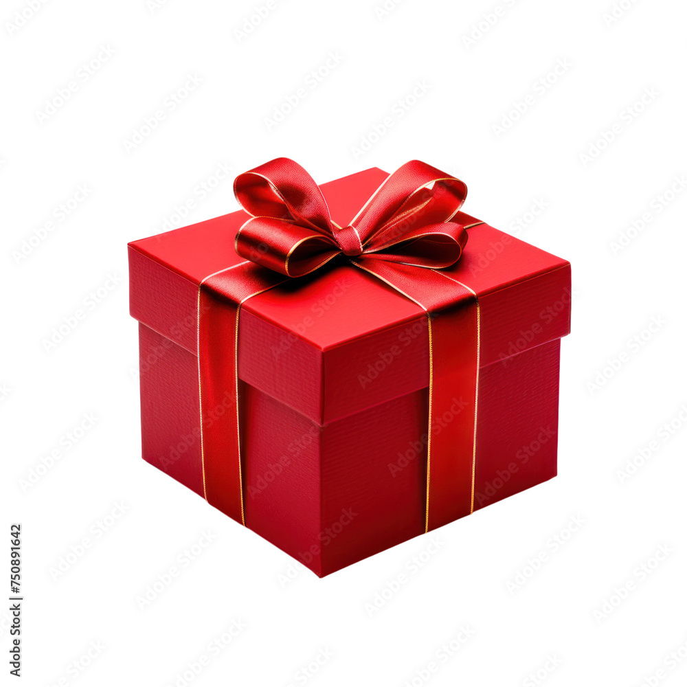 Fototapeta premium red gift box isolated on transparent background