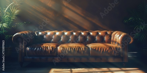 Chic and industrial living room basked in the warm glow of the sunset