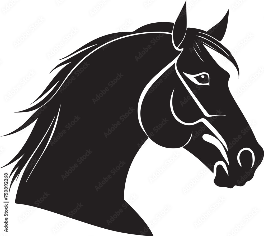 Striking Horse Head Silhouette Vector Graphic Striking Horse Head Silhouette Vector Graphic