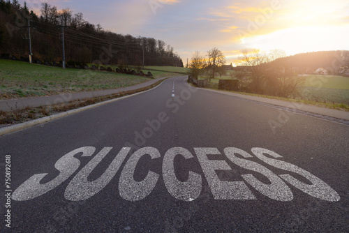 Wallpaper Mural Success text written on road concept for business planning strategies and challenges or career path opportunities and change, road to success concept, Success word on street. Torontodigital.ca