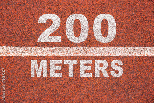 200m tagging on athletic track. Olympic games track and fiel 200 meters concept. photo