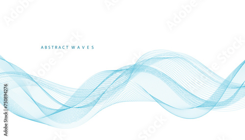 Abstract vector background with blue wavy lines. Blue wave background. Blue lines vector illustration. Curved wave. Abstract wave element for design.