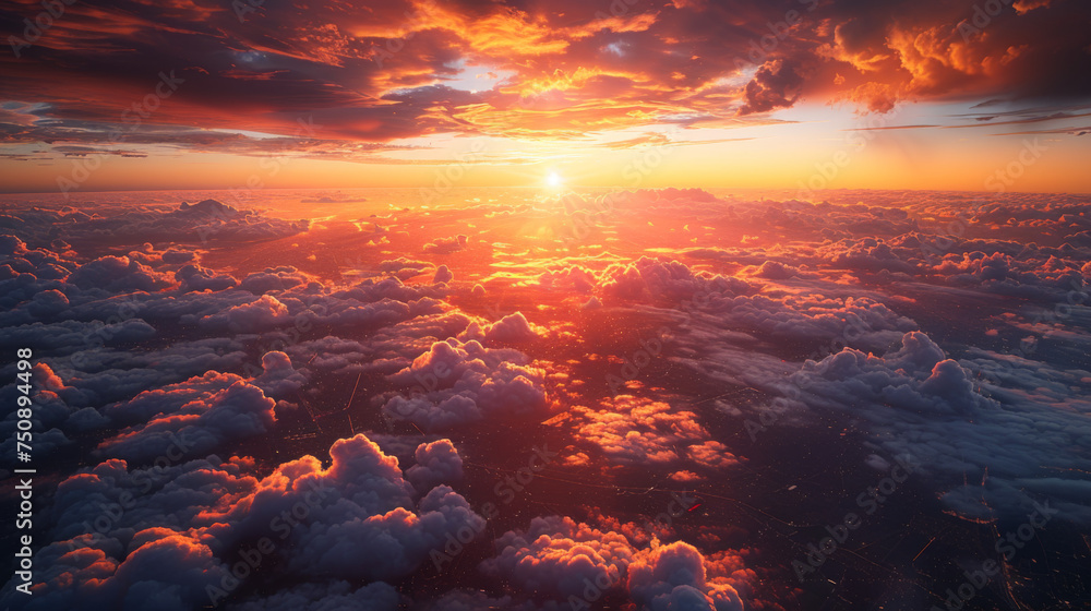 Beautiful scenic city view of sunset through the aircraft window. Image save-path for window of airplane. Beautiful scenic city view of sunset through the aircraft window. Image save-path for window of airplane.