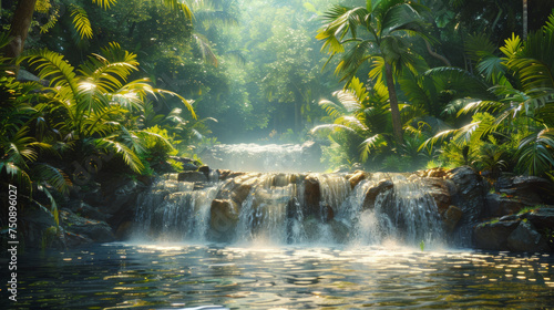 Beautiful stream painting in tropical forest - beautiful natural landscape in the forest. © Matthew