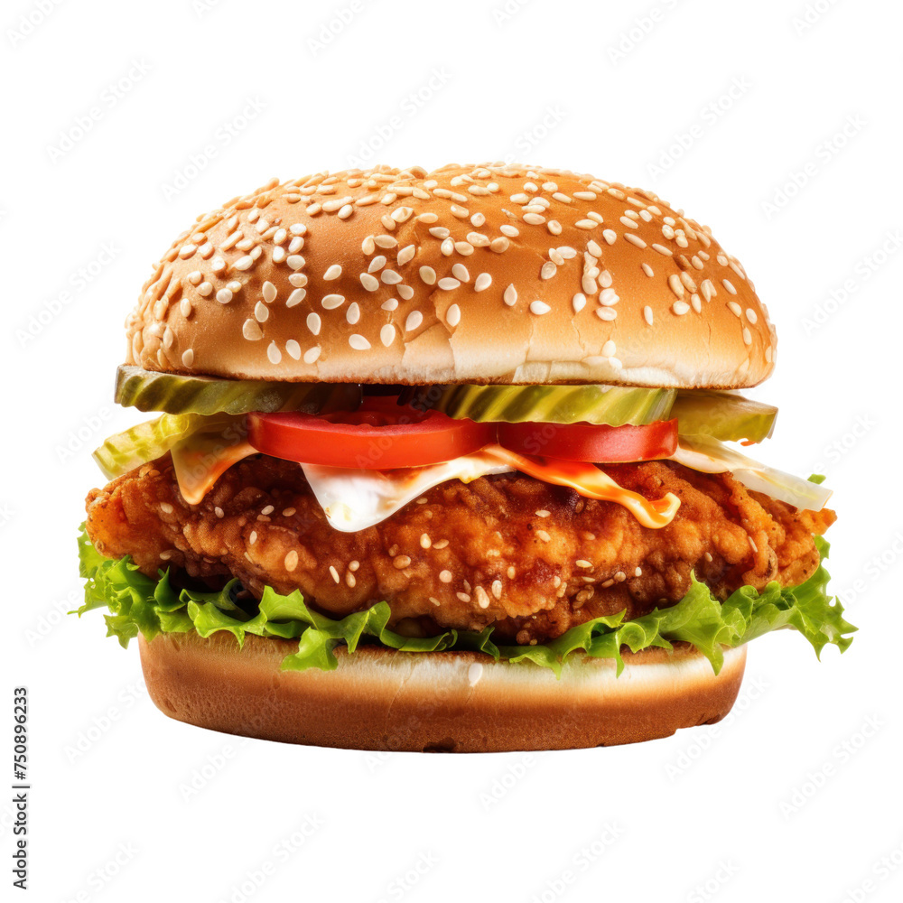 Zinger burger isolated on transparent background Zinger burger isolated on transparent background