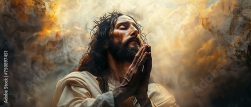 Jesus Christ praying, close up