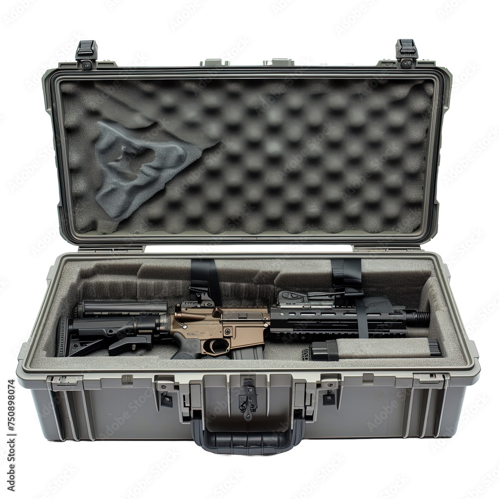 Secure Firearm Container Showcase isolated on white or transparent background Secure Firearm Container Showcase isolated on white or transparent background