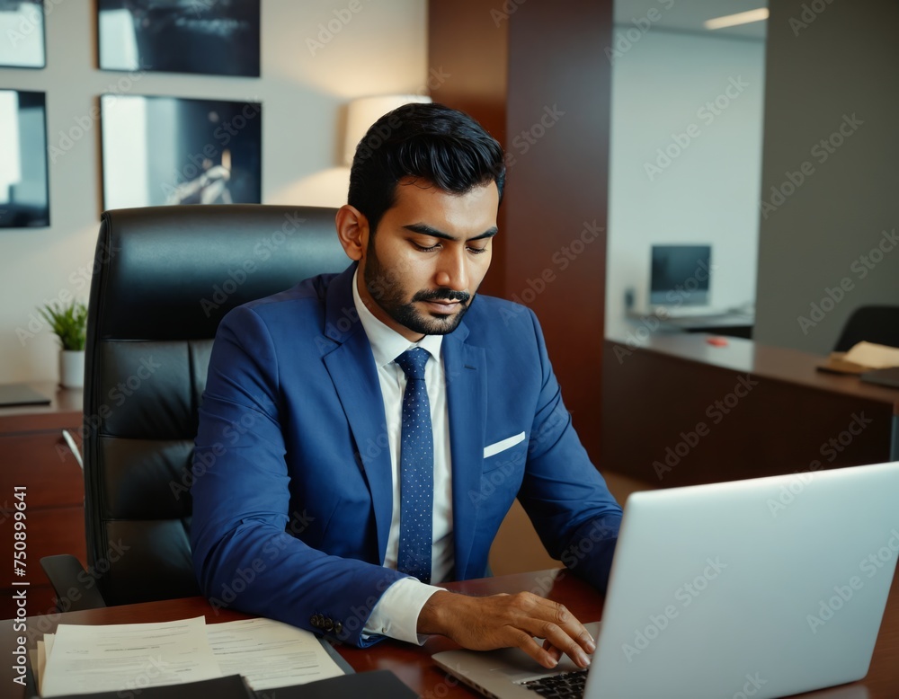 Arab Businessman working in Modern Office Arab Businessman working in Modern Office