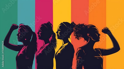  "Women's Day Empowerment Background - Strength, Teamwork, and Determination Symbolized in Stock Design"