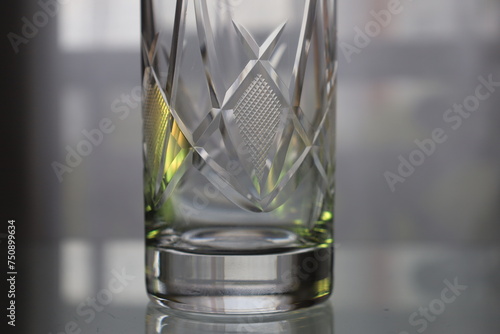 ornamentad crystal glass with colorful light reflections photo