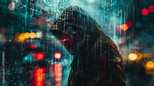 Abstract portrayal, in modern composition, journey with a monster like protagonist in Cryptocurrency Wallet Security, safeguarding digital assets against cyber threats and ensuring financial stability photo