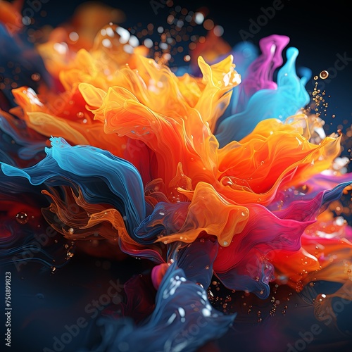 Abstract Liquid Paint Background. Vivid Explosion of Colorful Paint Swirls in a Dynamic and Abstract Fluid Art Composition