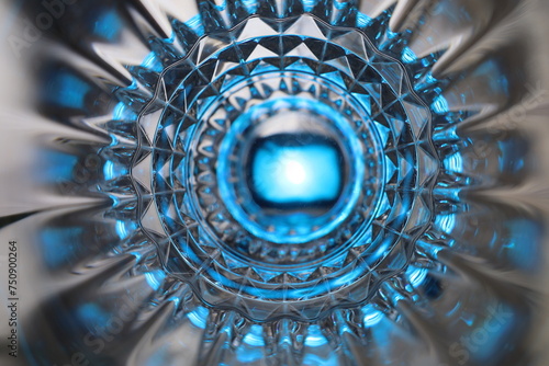 psychedelic crystalware  pattern with blue light reflections photo