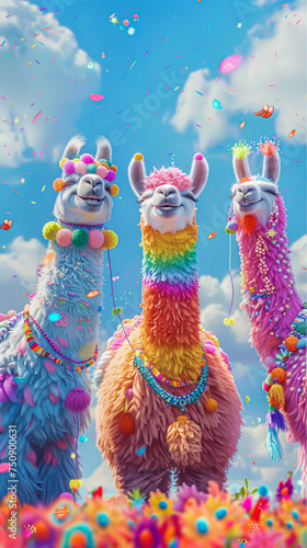 Pastel-hued llamas engage in a laughter-filled carnival, bringing joy and humor to your mobile screen.