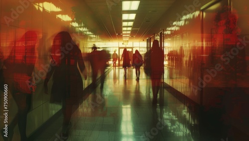 school hallway with students Generative AI