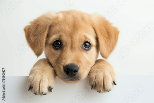 portrait of adorable puppy on white background, AI generated