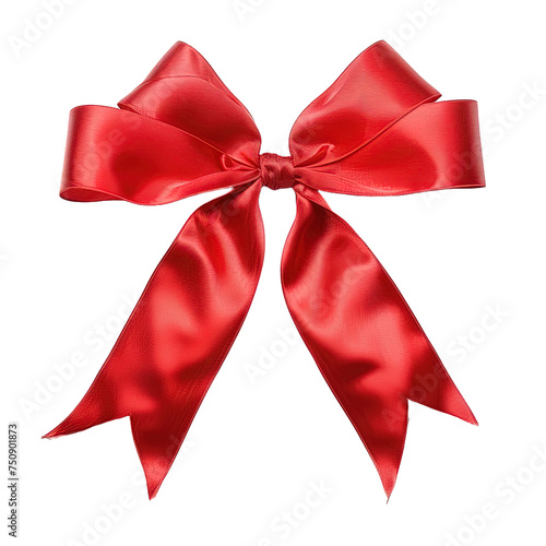 Red bow isolated on white or transparent background