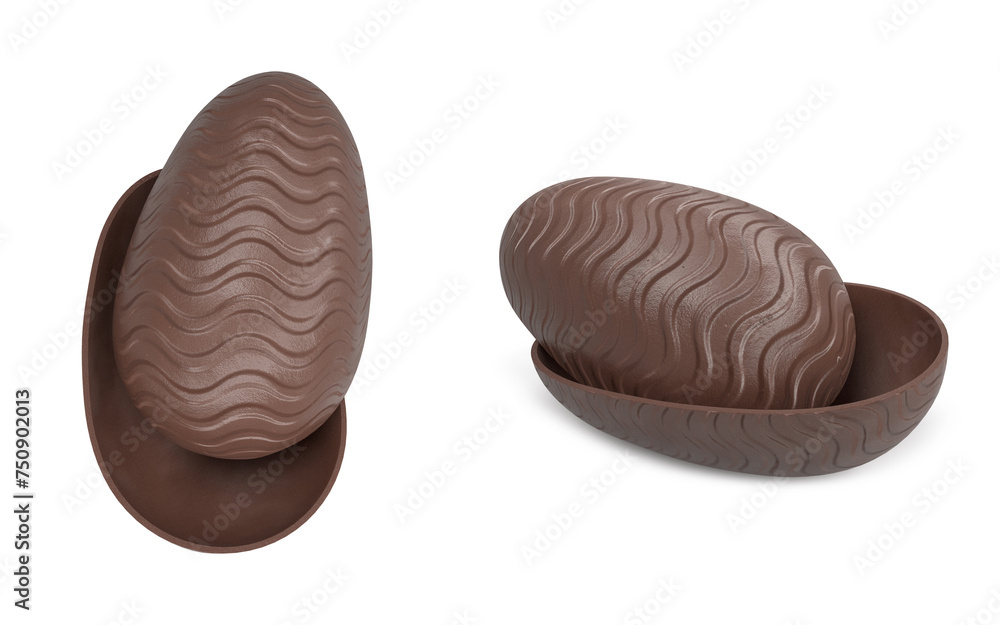 chocolate eggs without filling on white background chocolate eggs without filling on white background
