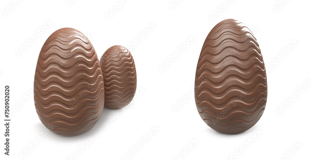 chocolate eggs without filling on white background