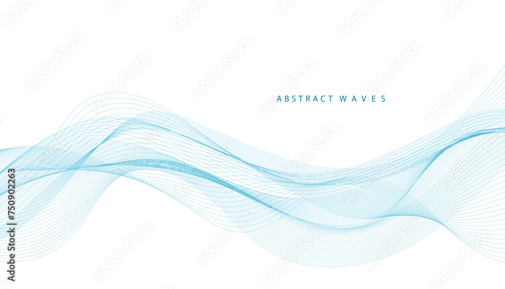 Abstract vector background with smooth color wave. Smoke wavy lines. Vector blue waves background	