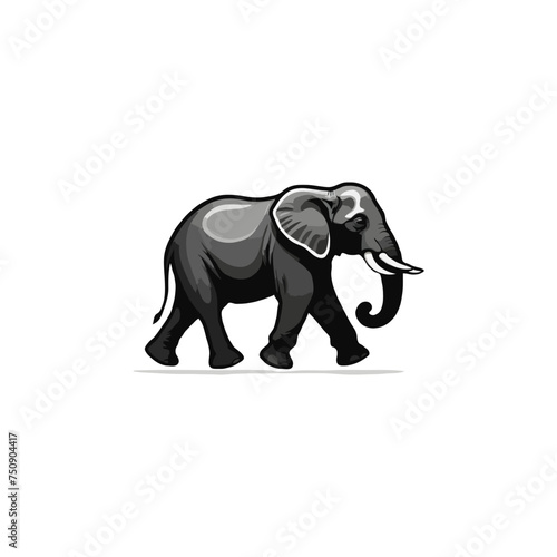 vintage tattoo style Black and white elephant logo. elephant silhouette  © Sakib
