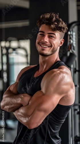 American Male Personal Trainer Smiling with Gym Background © Terry A.I. Gallery