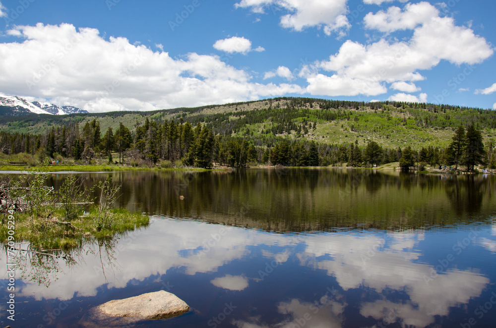 reflection of the clouds in the lake