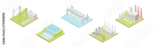 Ecology and Green Renewable Resources Production Isometric Vector Set