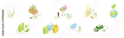 Ecology and Green Renewable Resources Isometric Vector Set