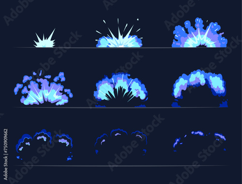 Bomb explosion animation of gas explosion different stages