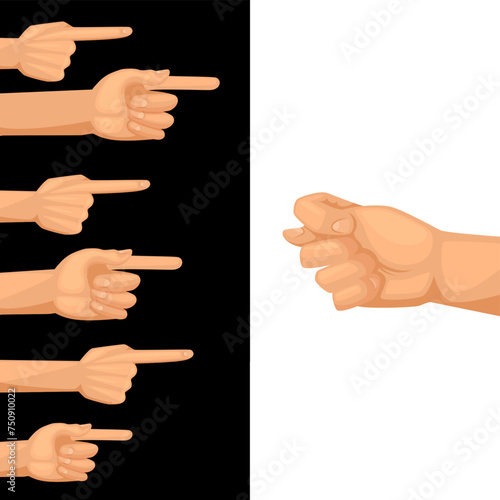 Hands gestures different hands pointing to one