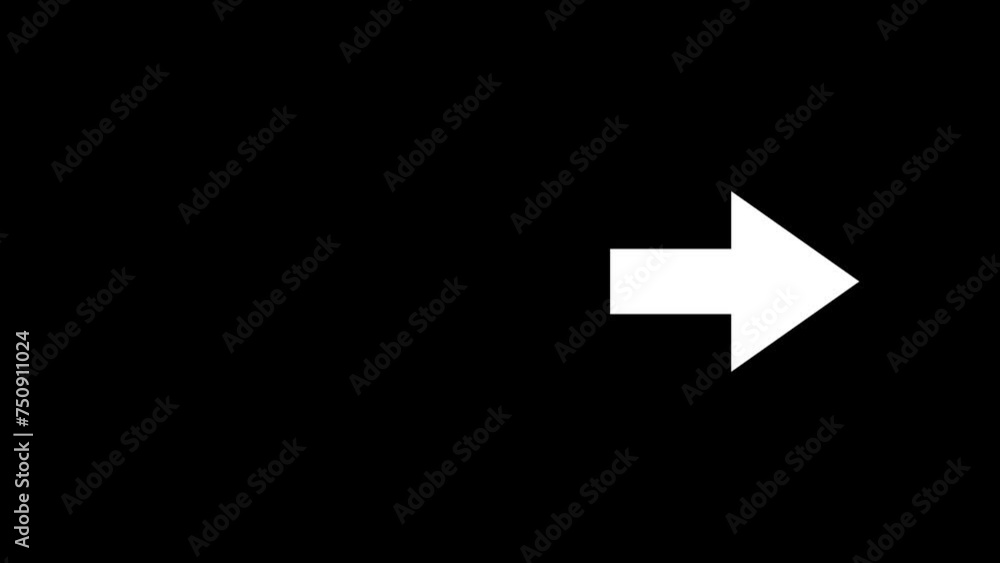 White flat moving arrow on black background. Abstract directional arrow animation White flat moving arrow on black background. Abstract directional arrow animation