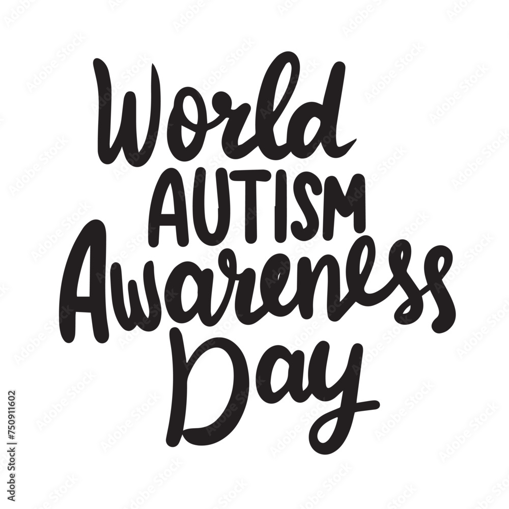 World Autism Awareness Day text banner. Hand drawn vector art.