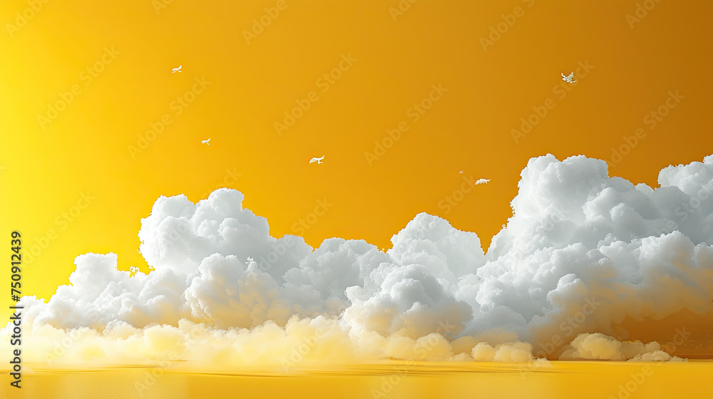3d cloud Logo abstract isolated on yellow background, Perfect painted design for headline, logo and sale banner. - obrazy, fototapety, plakaty 