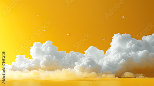 3d cloud Logo abstract isolated on yellow background, Perfect painted design for headline, logo and sale banner. photo