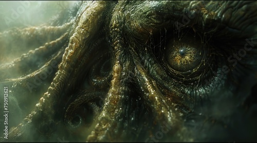 a close up of a creature's eye with a lot of wrinkle on it's face.