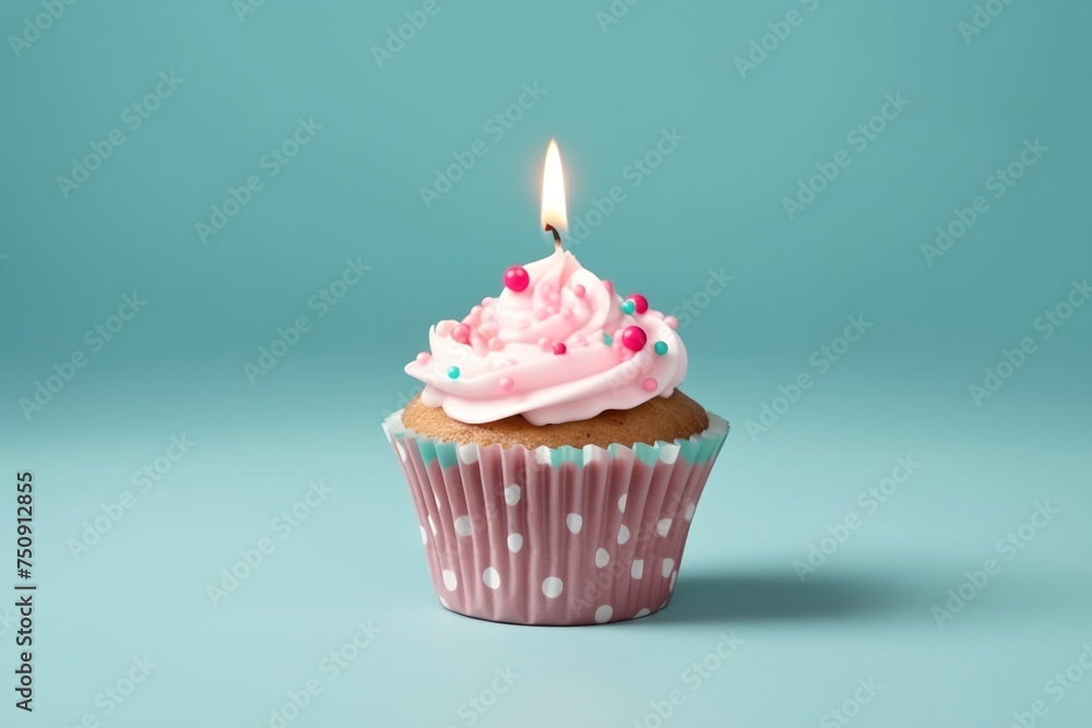 Happy birthday cupcake with candle Happy birthday cupcake with candle