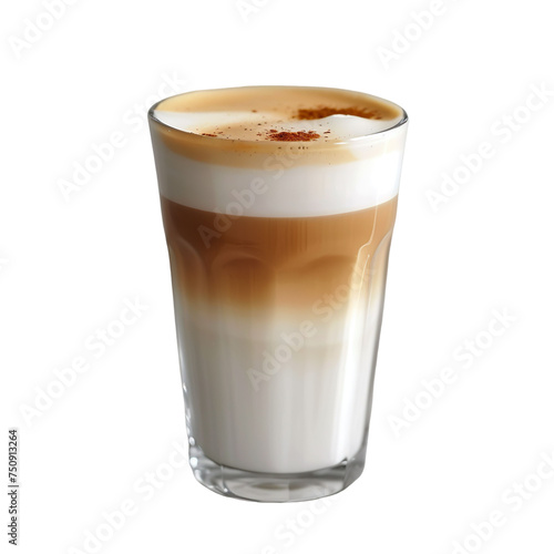 Latte Macchiato on transparent Background. Cappucino. Coffee.