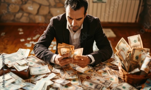 A man is counting money